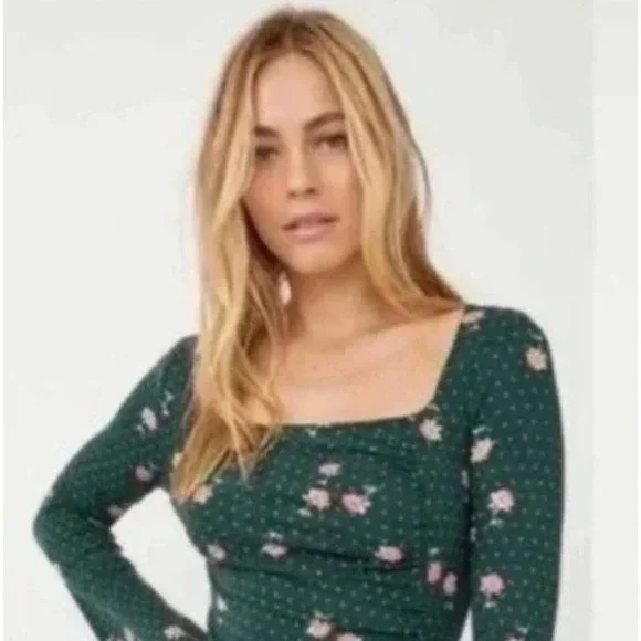Free People Celia Long Sleeve Body-con Mini Dress